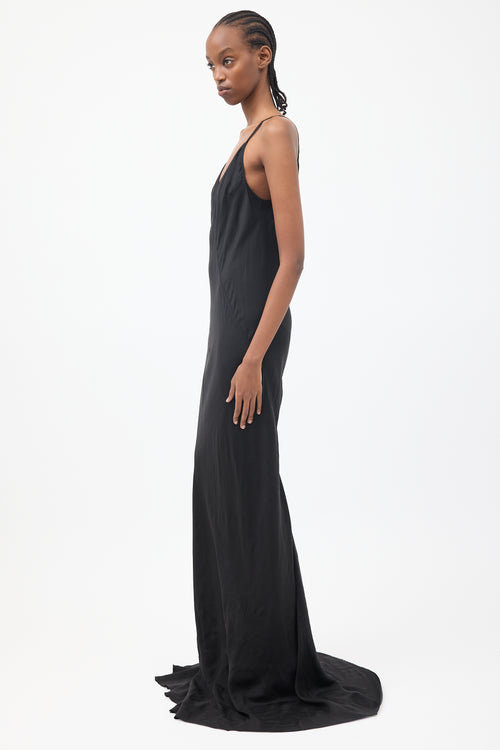 Rick Owens SS 2020 Black Tecuatl V-Neck Maxi Dress