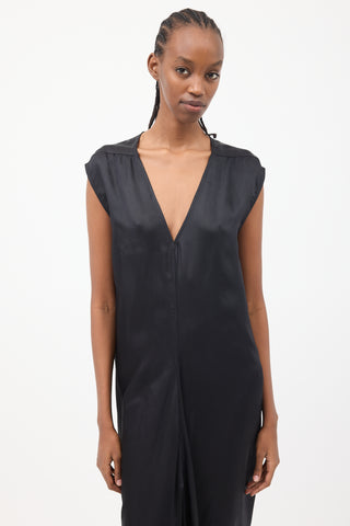 Rick Owens SS 2023 Black Efdu V-Neck Slip Dress