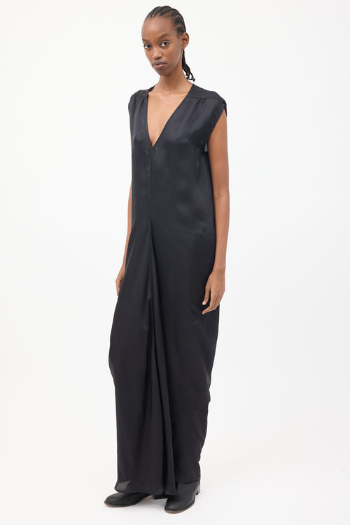 Rick Owens SS 2023 Black Efdu V-Neck Slip Dress