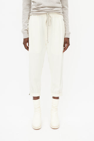 Rick Owens SS 22 Fogachine Cream Cropped Drawstring Trouser