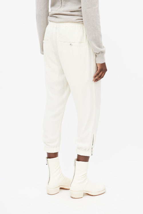 Rick Owens SS 22 Fogachine Cream Cropped Drawstring Trouser