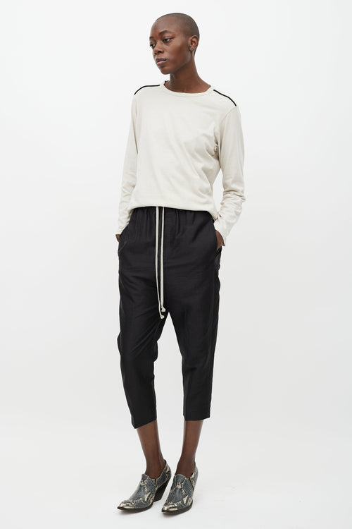 Rick Owens SS 23 Black Linen Cropped Trouser