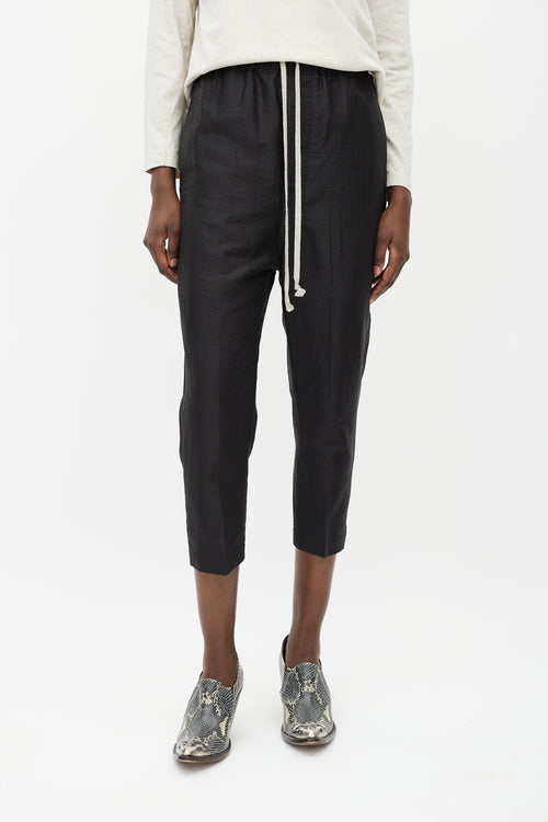 Rick Owens SS 23 Black Linen Cropped Trouser