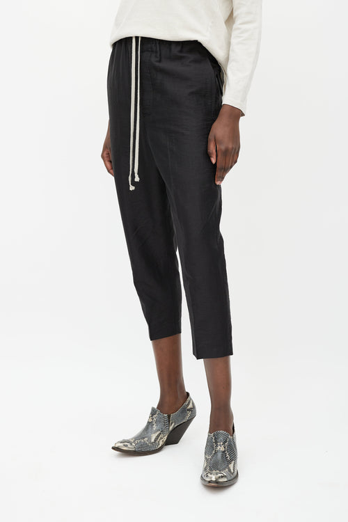 Rick Owens SS 23 Black Linen Cropped Trouser