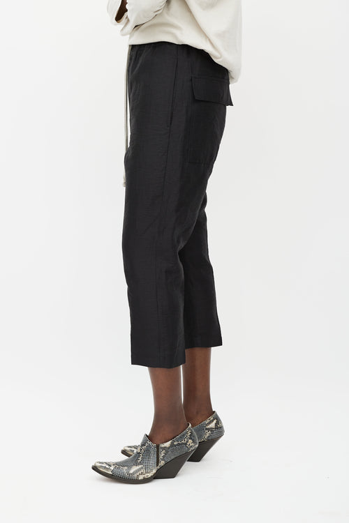 Rick Owens SS 23 Black Linen Cropped Trouser