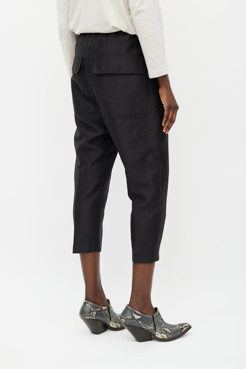 Rick Owens SS 23 Black Linen Cropped Trouser