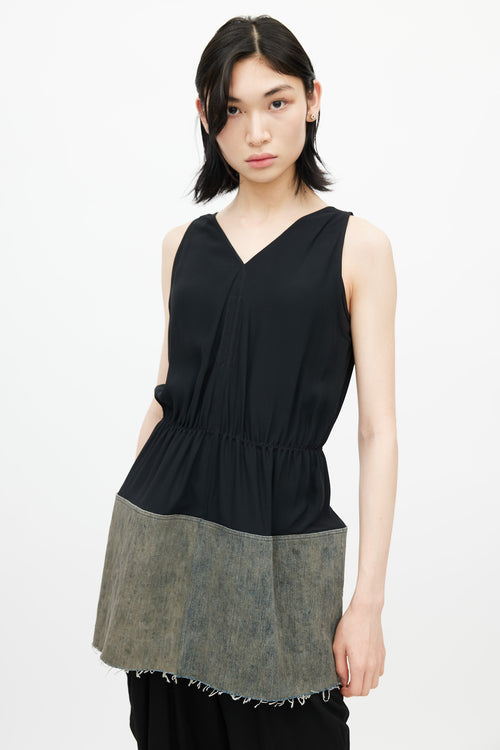 Rick Owens SS19 Black 
Grey Babel Panelled Top