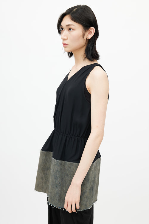 Rick Owens SS19 Black 
Grey Babel Panelled Top