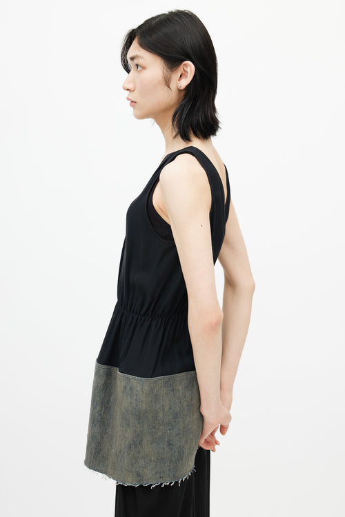 Rick Owens SS19 Black 
Grey Babel Panelled Top