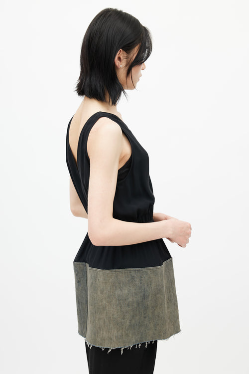 Rick Owens SS19 Black 
Grey Babel Panelled Top