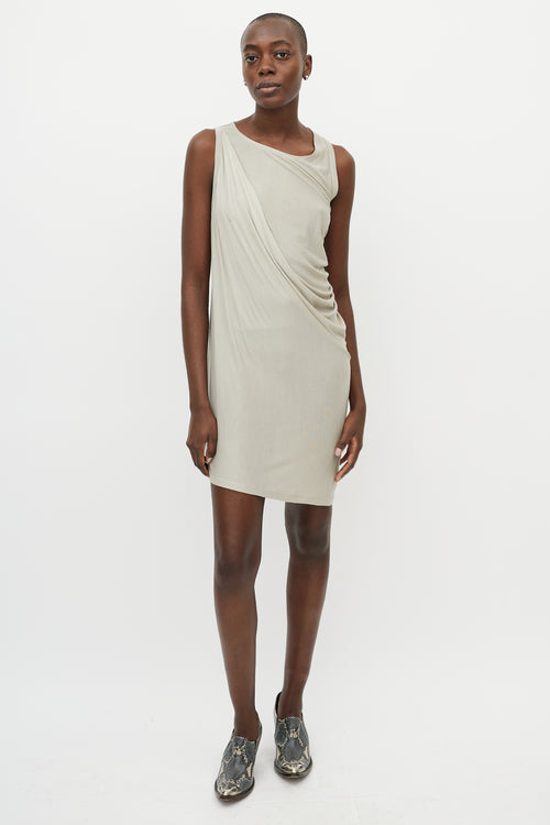 Rick Owens Taupe Draped Midi Dress