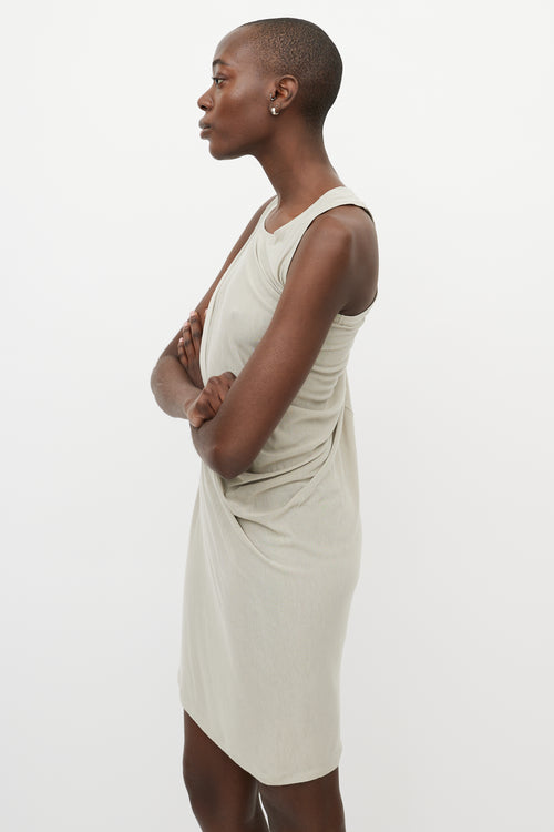 Rick Owens Taupe Draped Midi Dress