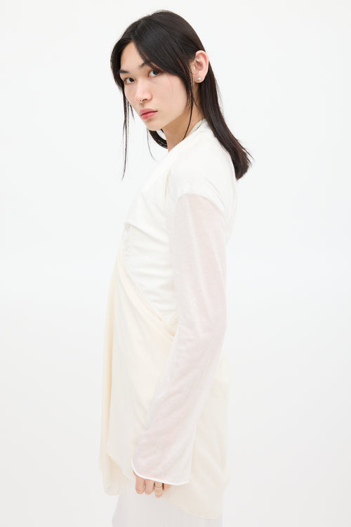 Rick Owens White Silk Structured Cardigan