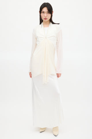 Rick Owens White Silk Structured Cardigan