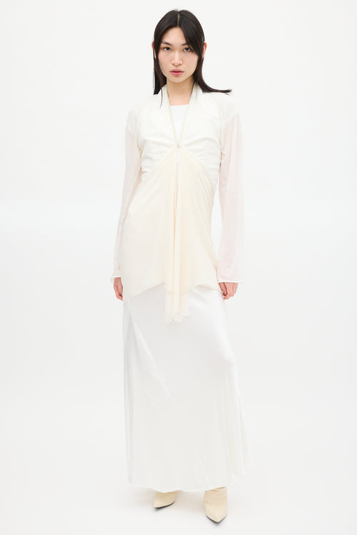 Rick Owens White Silk Structured Cardigan