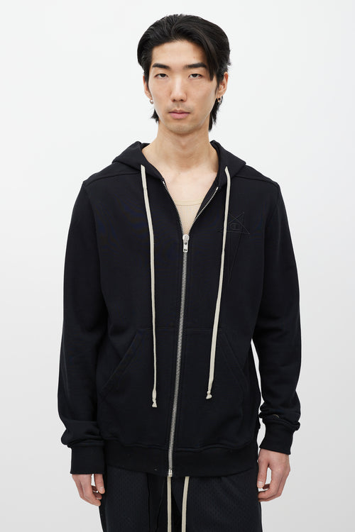 Rick Owens X Champion Black Hoodie Zip Up Sweater