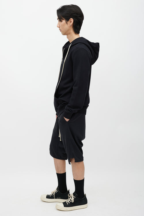 Rick Owens X Champion Black Hoodie Zip Up Sweater