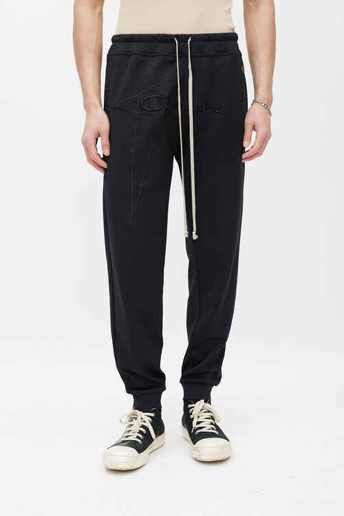 Rick Owens X Champion Black Mesh Jersey Jogger