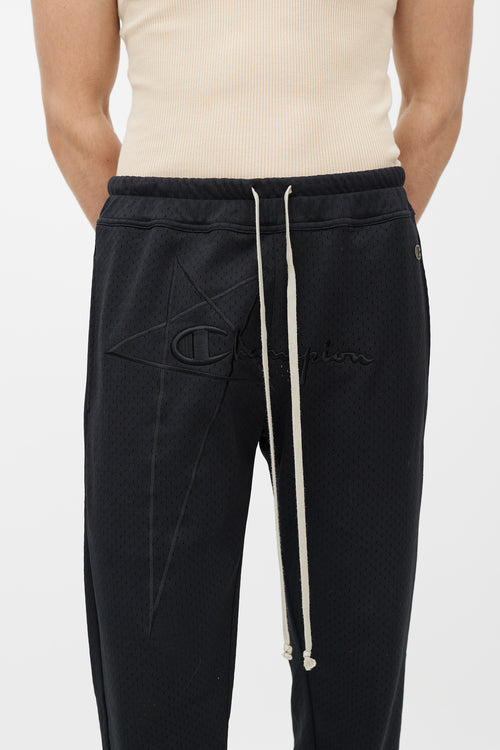 Rick Owens X Champion Black Mesh Jersey Jogger