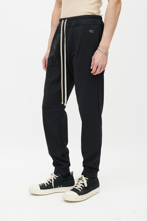 Rick Owens X Champion Black Mesh Jersey Jogger