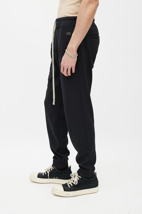 Rick Owens X Champion Black Mesh Jersey Jogger