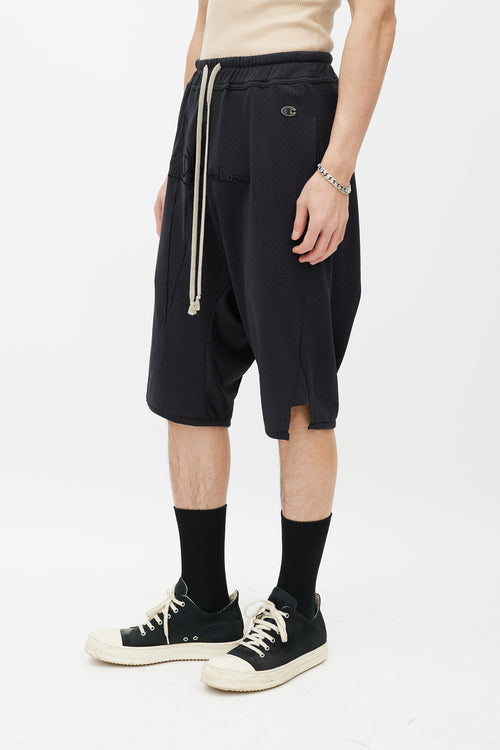 Rick Owens X Champion Black Mesh Jersey Shorts