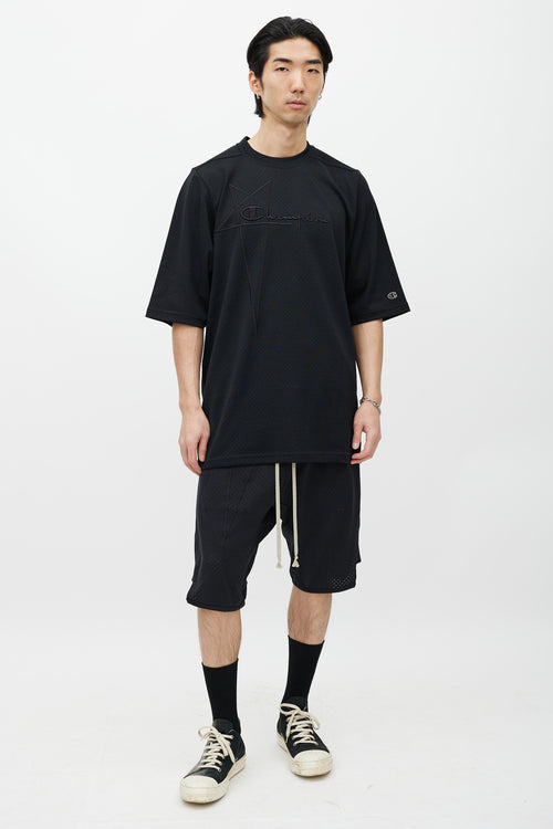 Rick Owens X Champion Black Mesh Jersey T-Shirt