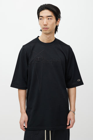 Rick Owens X Champion Black Mesh Jersey T-Shirt