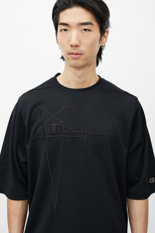 Rick Owens X Champion Black Mesh Jersey T-Shirt