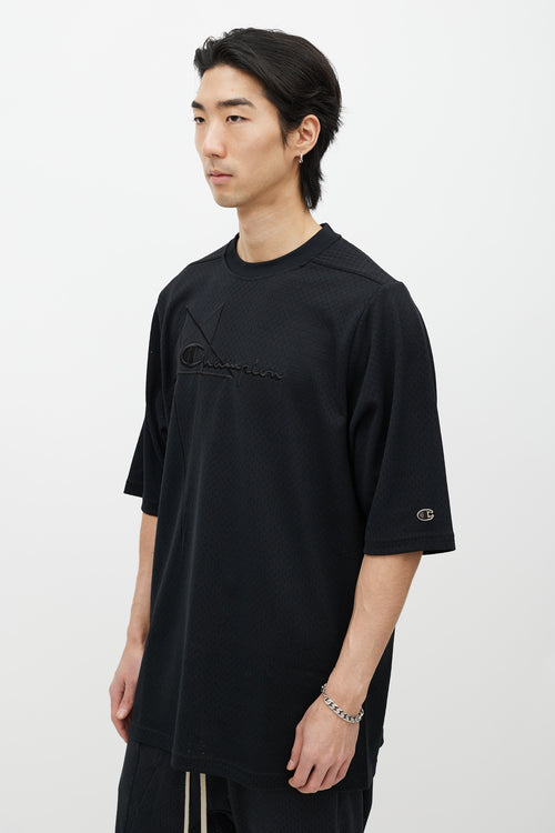 Rick Owens X Champion Black Mesh Jersey T-Shirt