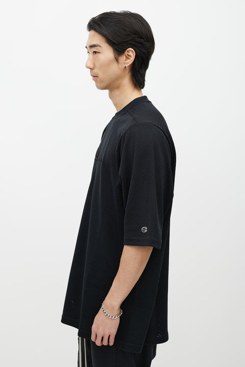 Rick Owens X Champion Black Mesh Jersey T-Shirt