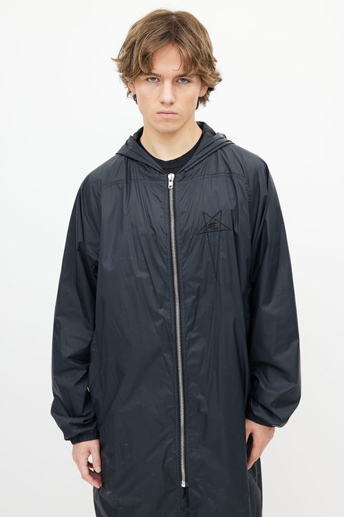 Rick Owens x Champion Black Nylon Long Jacket