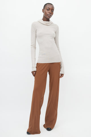 Rick Owens Beige Knit Cowl Neck Top