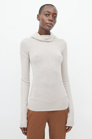 Rick Owens Beige Knit Cowl Neck Top