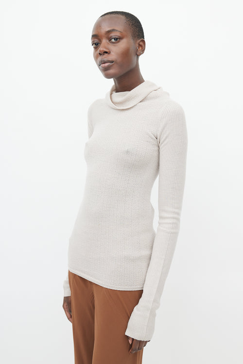 Rick Owens Beige Knit Cowl Neck Top