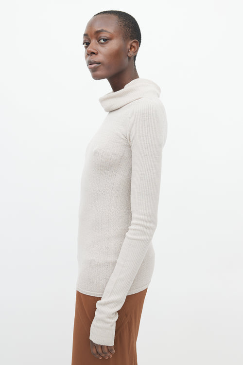 Rick Owens Beige Knit Cowl Neck Top