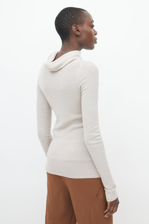 Rick Owens Beige Knit Cowl Neck Top