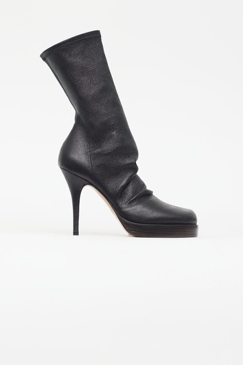 Rick Owens Black Metallic Sock Stiletto Boot