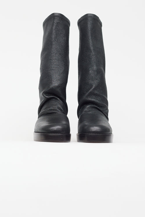 Rick Owens Black Metallic Sock Stiletto Boot