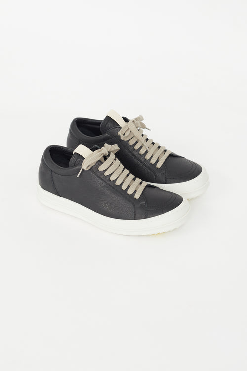 Rick Owens Black Leather Vintage Low Sneaker