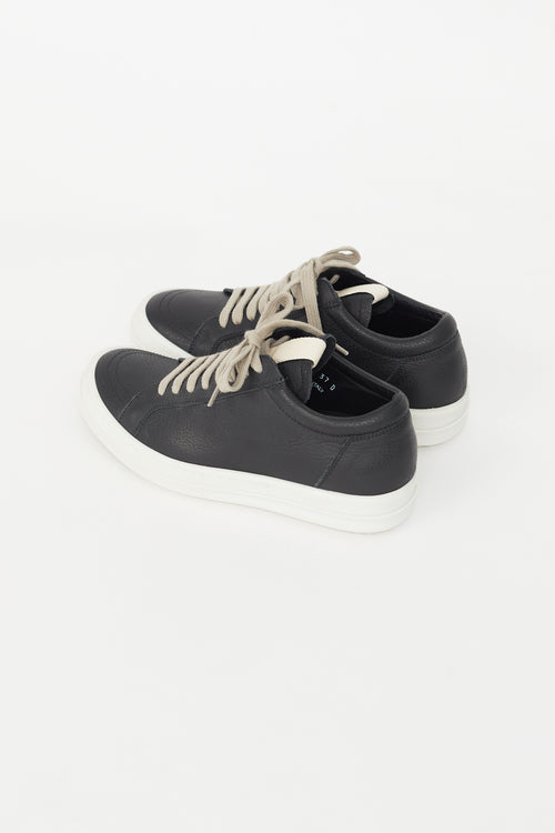 Rick Owens Black Leather Vintage Low Sneaker