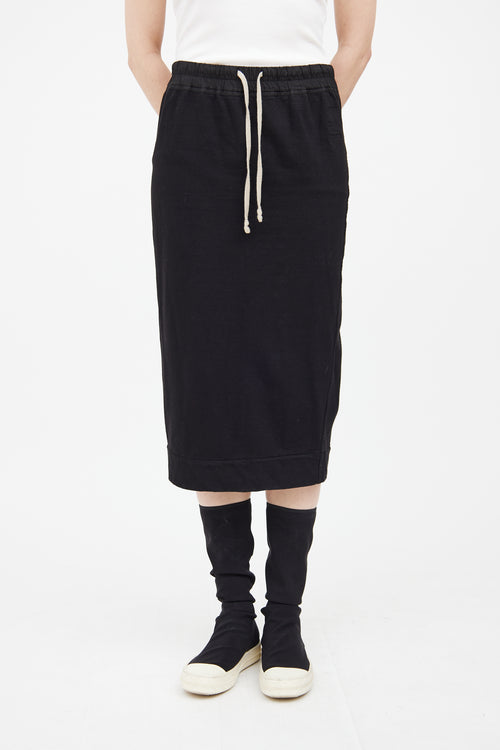 Rick Owens DRKSHDW Black Cotton Midi Skirt