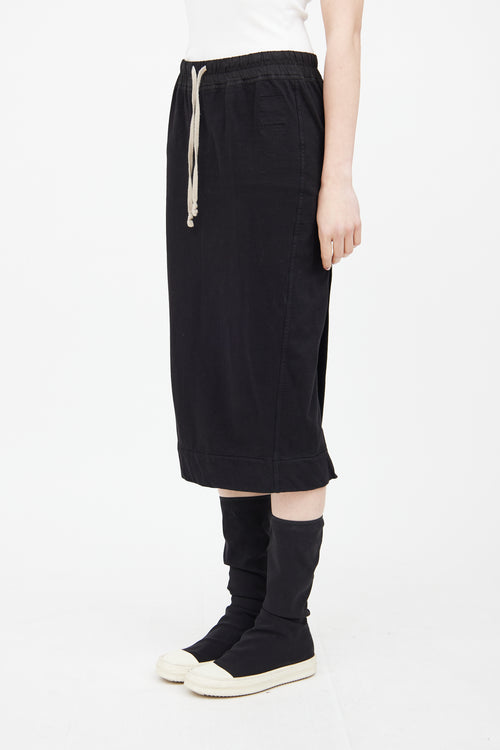 Rick Owens DRKSHDW Black Cotton Midi Skirt