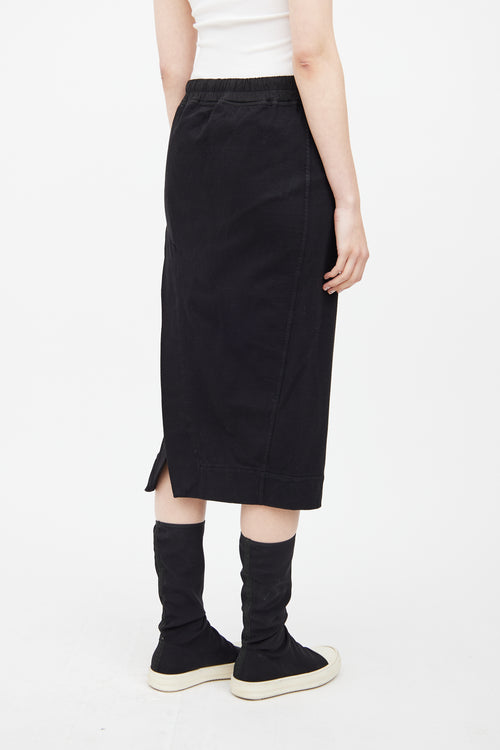 Rick Owens DRKSHDW Black Cotton Midi Skirt