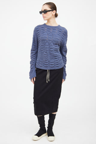 Rick Owens FW 2020 Lapis Blue Eyelet Sweater