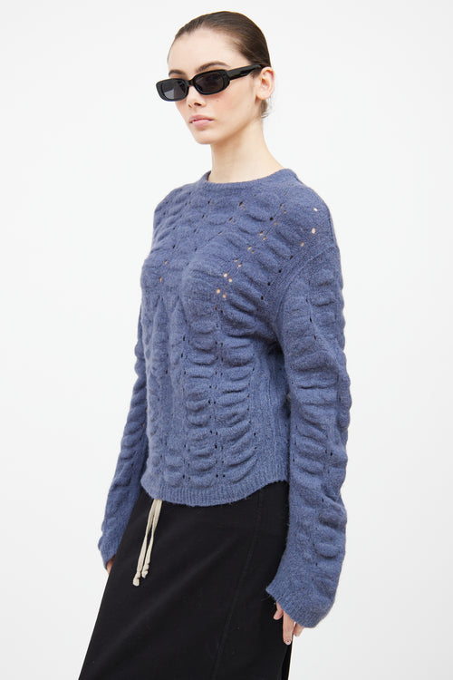 Rick Owens FW 2020 Lapis Blue Eyelet Sweater