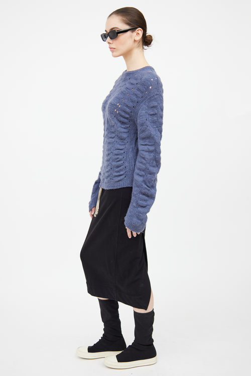 Rick Owens FW 2020 Lapis Blue Eyelet Sweater