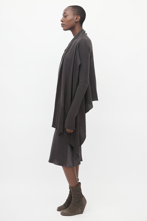 Rick Owens Brown Knit Wrap Cardigan 
Tunic Set