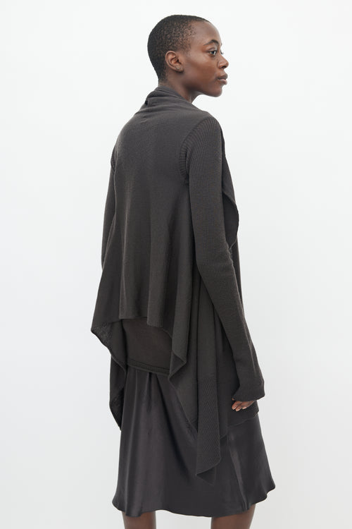 Rick Owens Brown Knit Wrap Cardigan 
Tunic Set