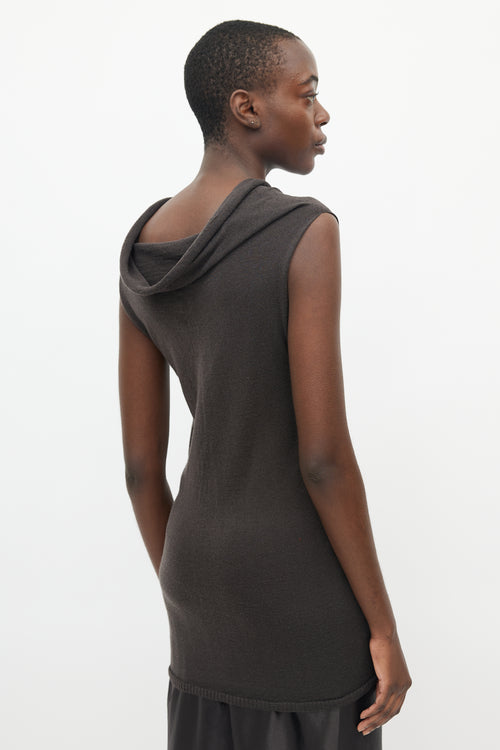 Rick Owens Brown Knit Wrap Cardigan 
Tunic Set